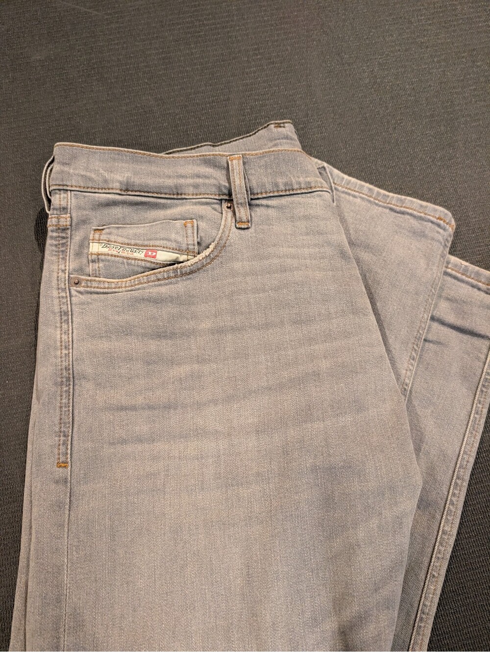 Diesel Industry Jeans Mens 36x32 Light Wash Grey Denim Skinny Slim Fit Stretch